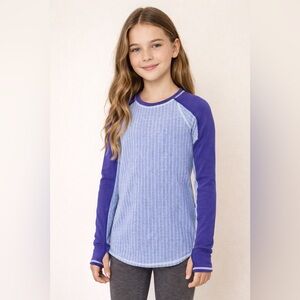 Iviva by Lululemon Girls Long Sleeve Top Sz 12 
Purple Thumbholes Herringbone
